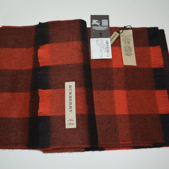 NWT BURBERRY UNISEX CHECK100% CASHMERE SCARF WRAP - Picture 3 of 7